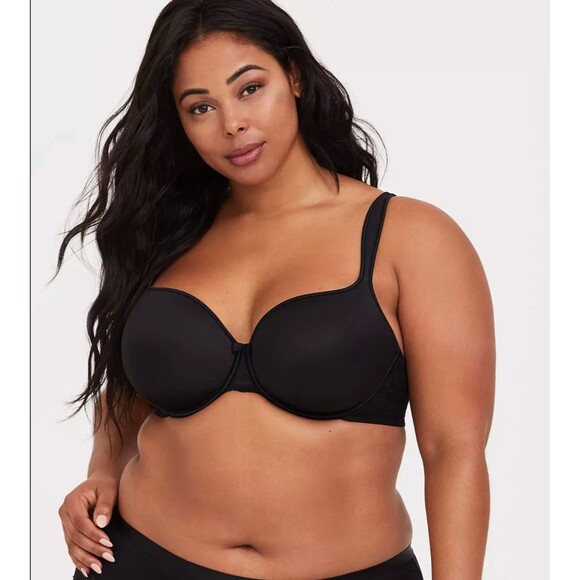 Torrid Full Coverage Bra 42D Black Curve Underwire Lightly Lined U-Back 3 Hook - Picture 2 of 7